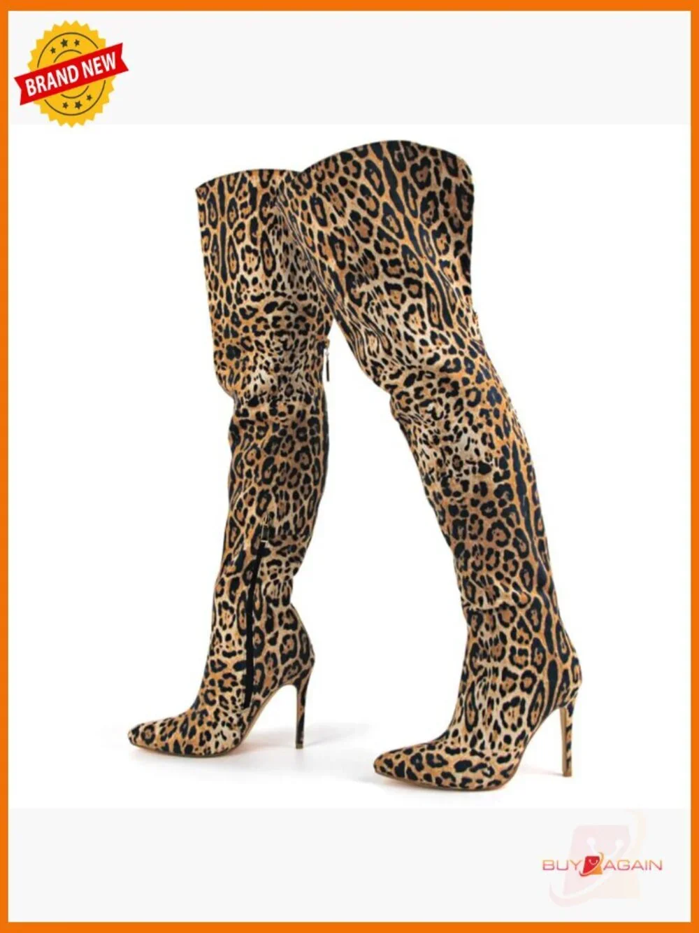 Over the Knee Thigh High Heeled Boots Pointed Toe Side Zipper